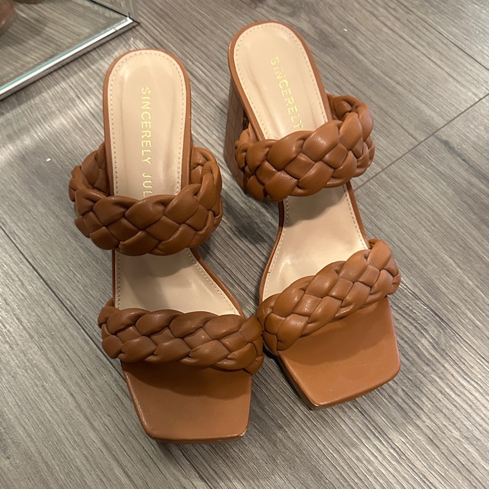 Sincerely Jules Brown Braided Heels